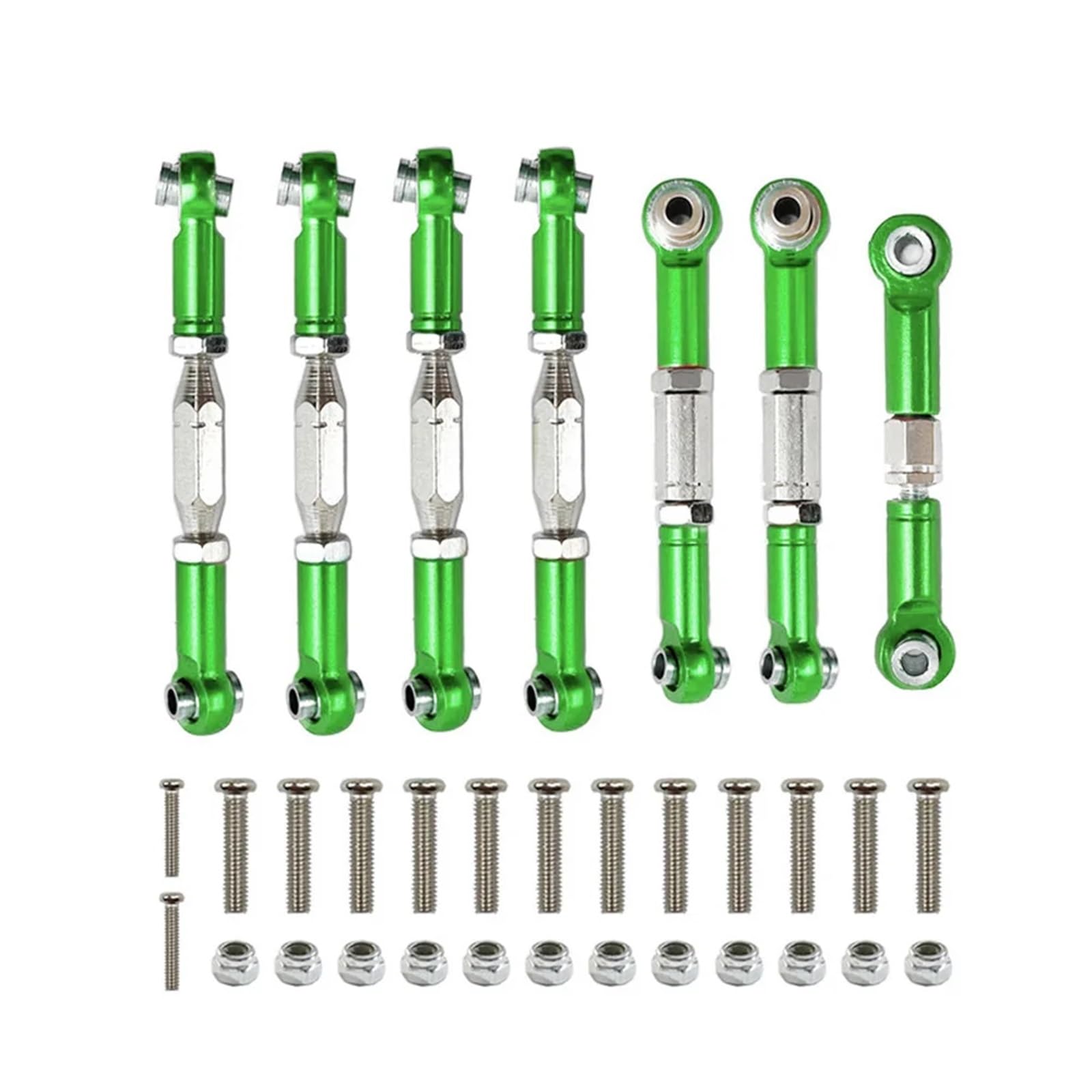 for Wltoys 144001 144002 144010 124007 124016 124017 124019 Metall Vorne Hinten Spurstange Gestänge Servo Link Rod Set RC Auto Upgrade Teile(Green)