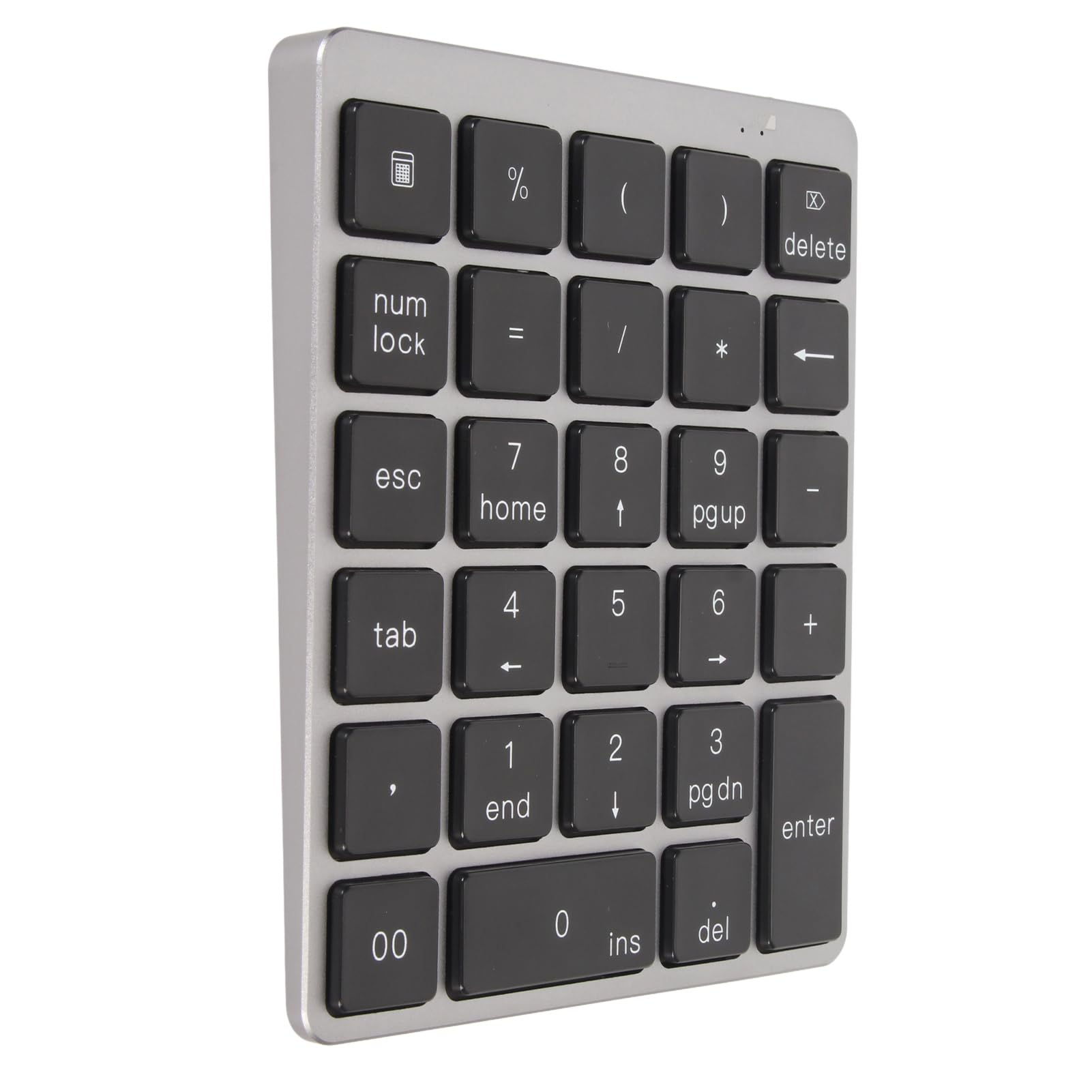 Vikye Pavé Numérique Bluetooth, pavé Numérique 28 Touches Filaire Portable Ultra Fin, Mini pavé Numérique Rechargeable en Alliage D'aluminium pour iOS, Android, Systèmes Windows (Gris foncé)