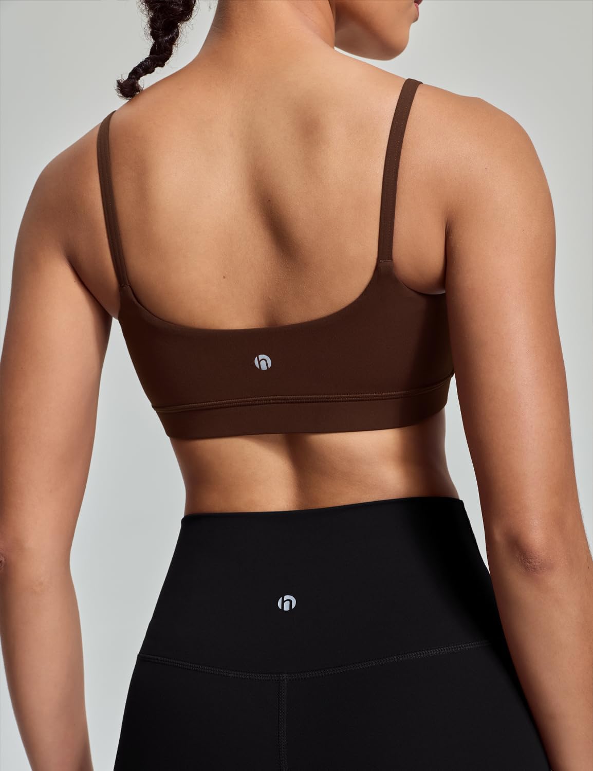 HeyNuts Womens Scoop Neck Sports Bra, Spaghetti Thin Strap U Back Camisole Yoga Tops Padded with Built in Bras A-C Cups - Image 3