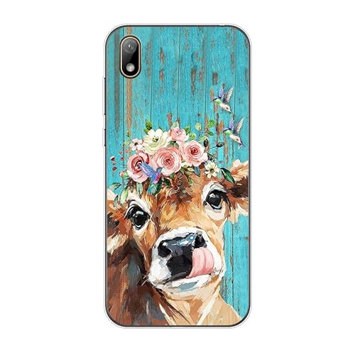 KARTXITAI Hülle Kompatibel mit Huawei Y5 2019/Honor 8s, Stoßfeste Schutzhülle mit Weiche Silikon Bumper Hülle Handyhülle Anti-Kratzt Transparent Rückseite - Rinder, Blumen, Vögel, Ölgemälde