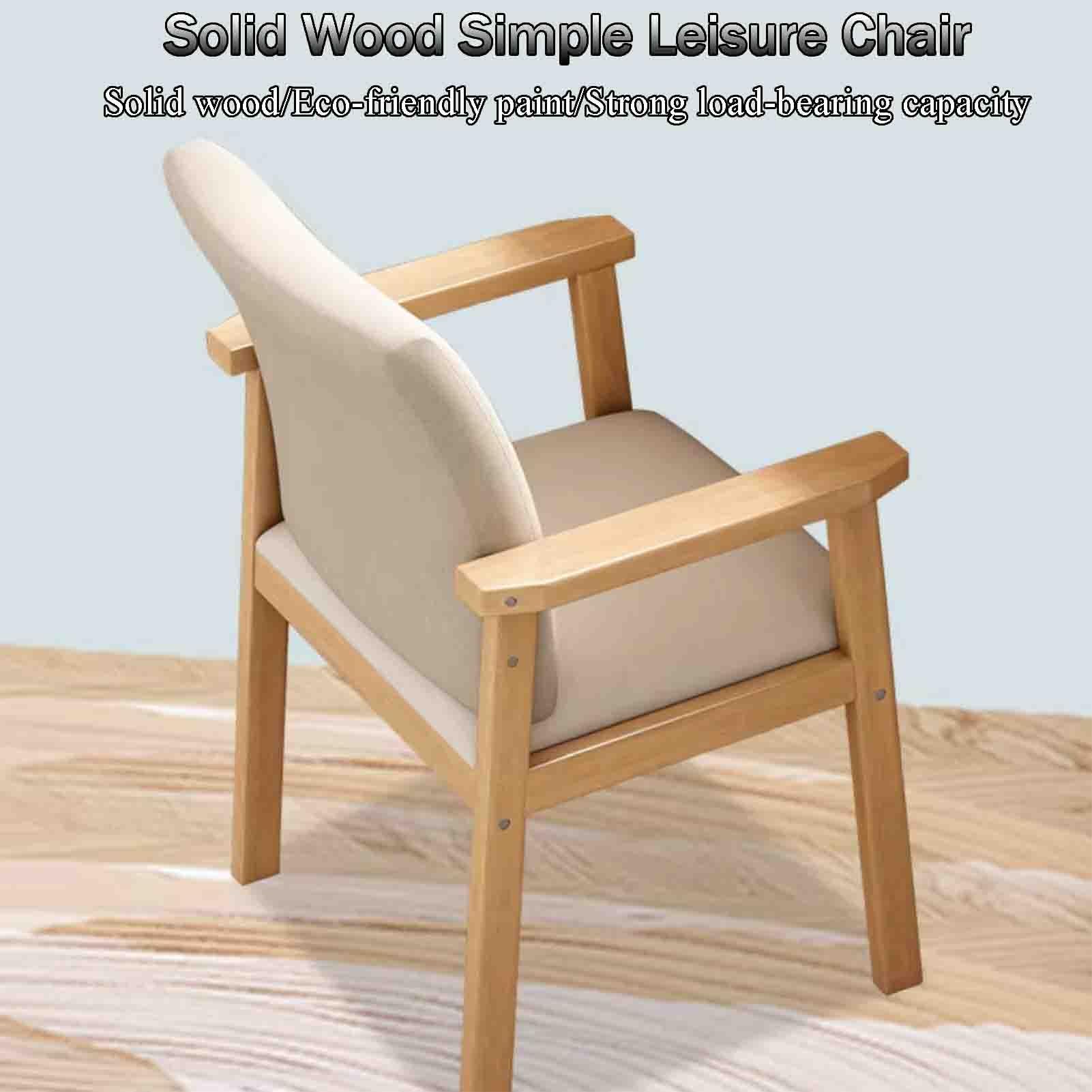 Solid Wood Ergonomic Armchair Children's Study Chair Modern Simple Office Chair Leisure Chair Sturdy and Durable Sitting Comfort Safety and Environmental Protection Strong Support (Color : Log Colour