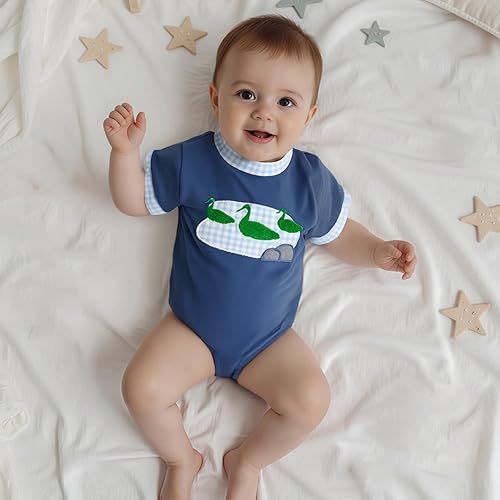 Miniatura 4 de LIOMENGZI Mameluco de verano para bebé niño, trajes de mameluco de bloque de color, lindo overol de 3, 6, 12, 18 meses