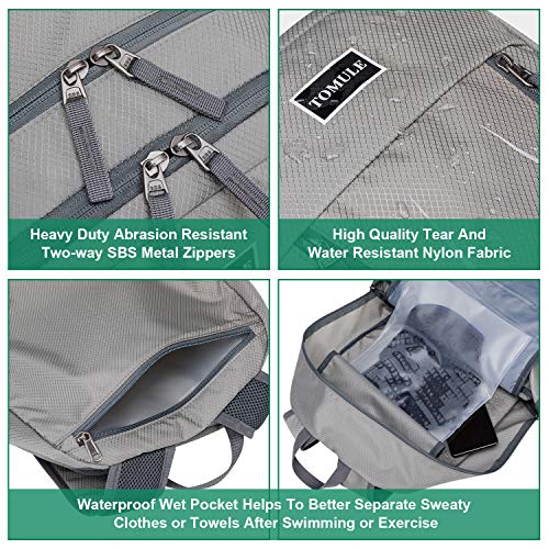 Tomule 40L Camping Hiking Daypacks For 3 Years+, Lightweight Packable Hiking Backpack Travel Backpack For Women Men（Grey） #TOP5