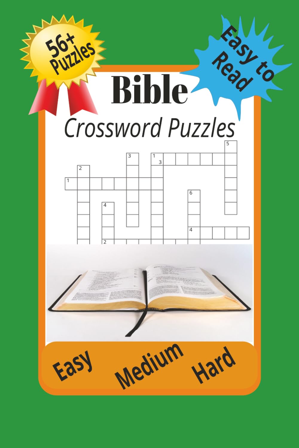 Bible Crossword Puzzle: Word searches with easy to read print about Bible, Christianity and religion, 6x9 inches , 120 pages/ 50+ puzzle Gift for birthday, vacation, and relaxation