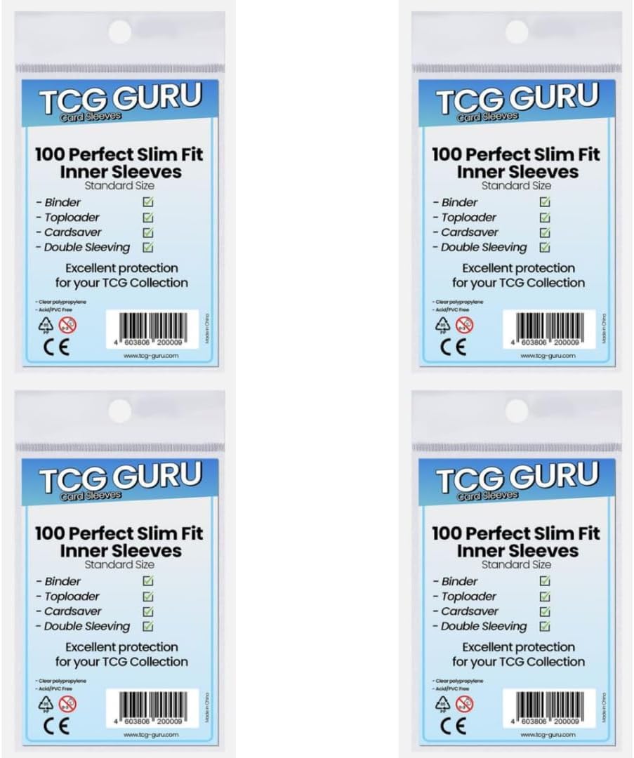 4 x 100 TCG Guru Perfect Fit Sleeves + 4 x 100 Soft Sleeves | 64 x 89 mm | etui ochronne na karty + ochrona HeartGlobal