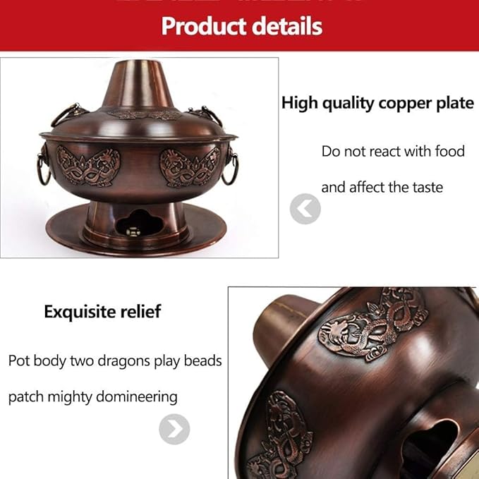 Olla de Cobre China, Hot Pot Mongol, 32 cm, Calentamiento a Carbón miniatura 7
