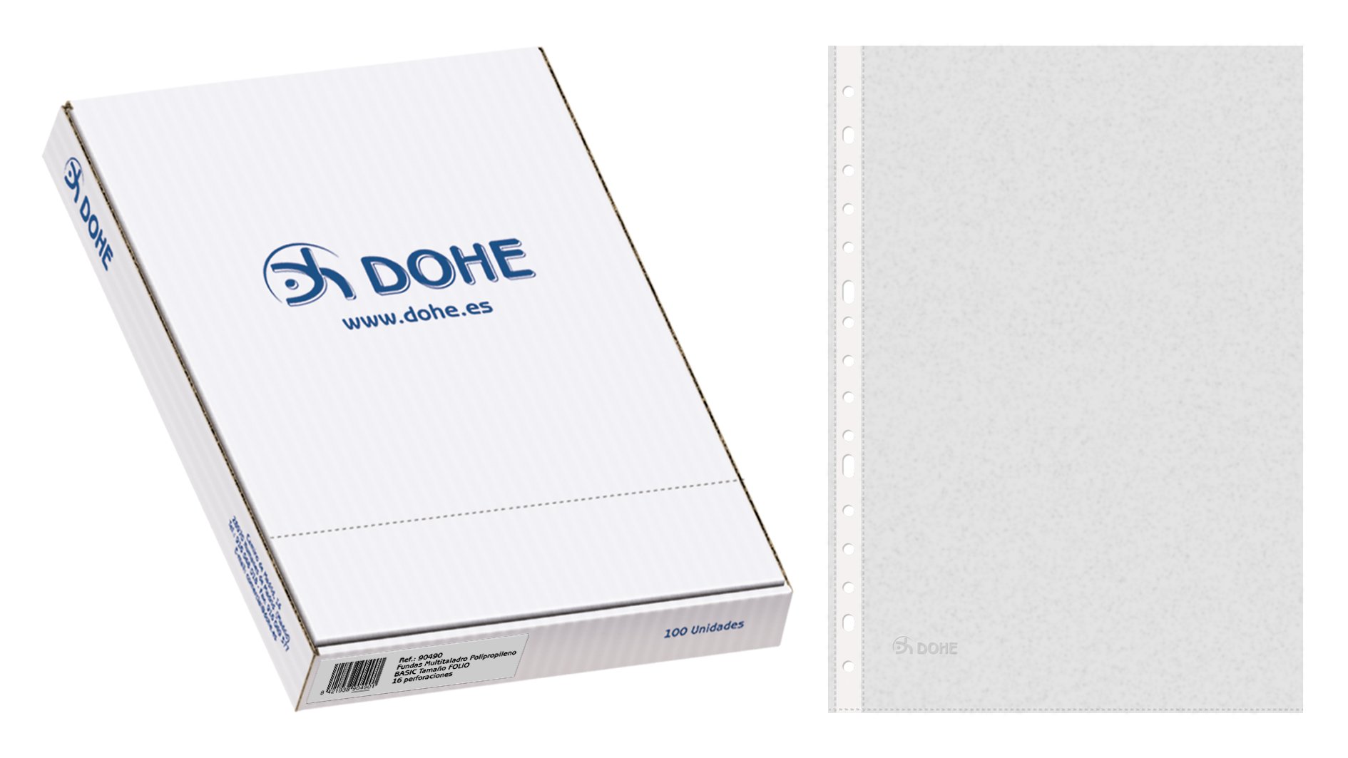 DOHE Basic - Pack de 100 fundas multitaladro, folio