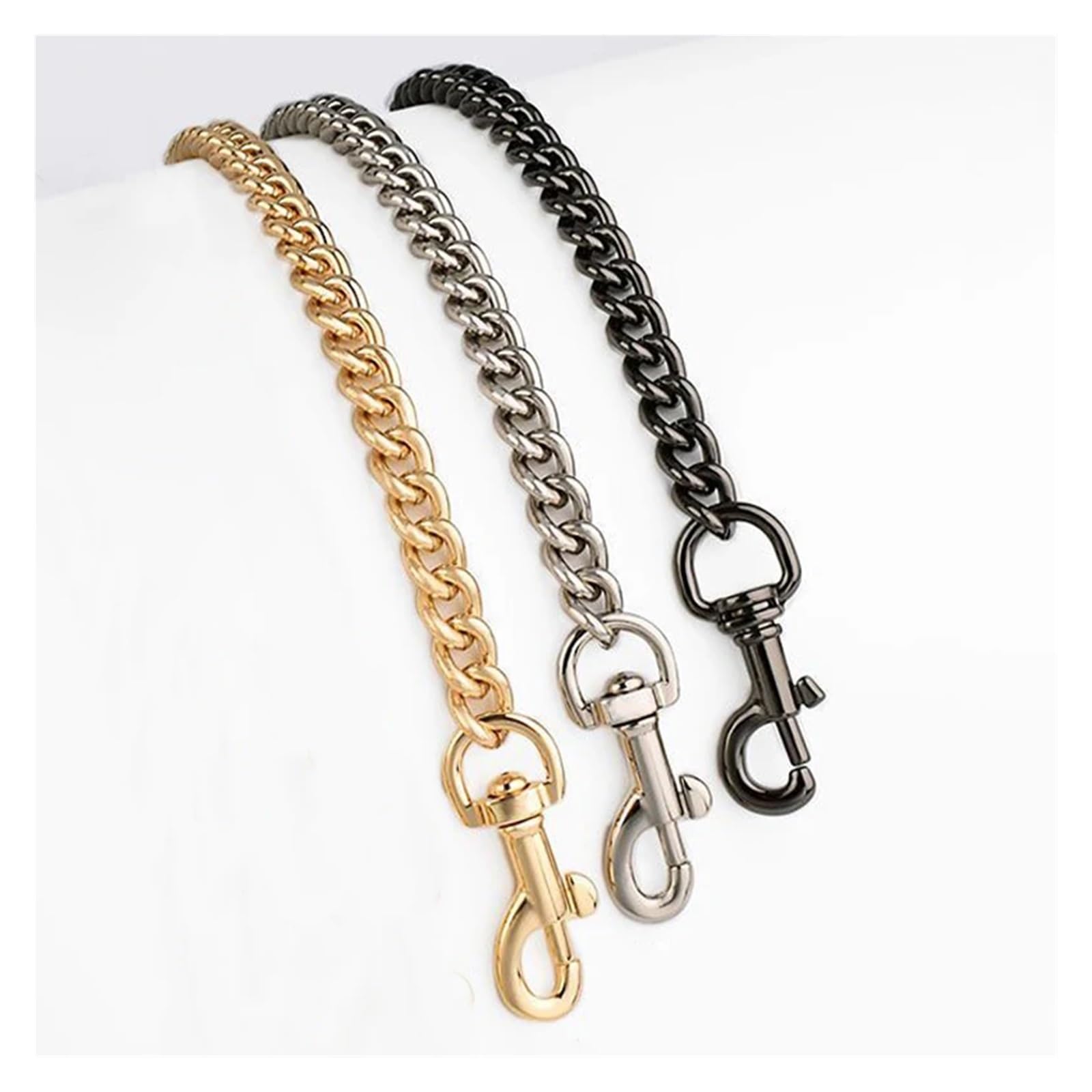 Cadena Para Bolso Bandolera de hombro repuesto DIY 60cm-160cm, correa cadena bolsa acero 9mm con extensión perla falsa grande, for(Silver,120cm)