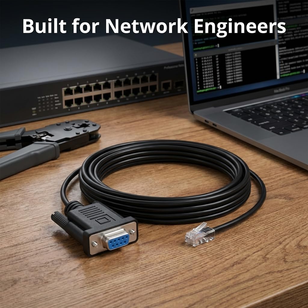 DB9 RS232 to RJ11 6P4C Console Cable, 1.8m, for Hirschmann Switch Configuration & Debugging