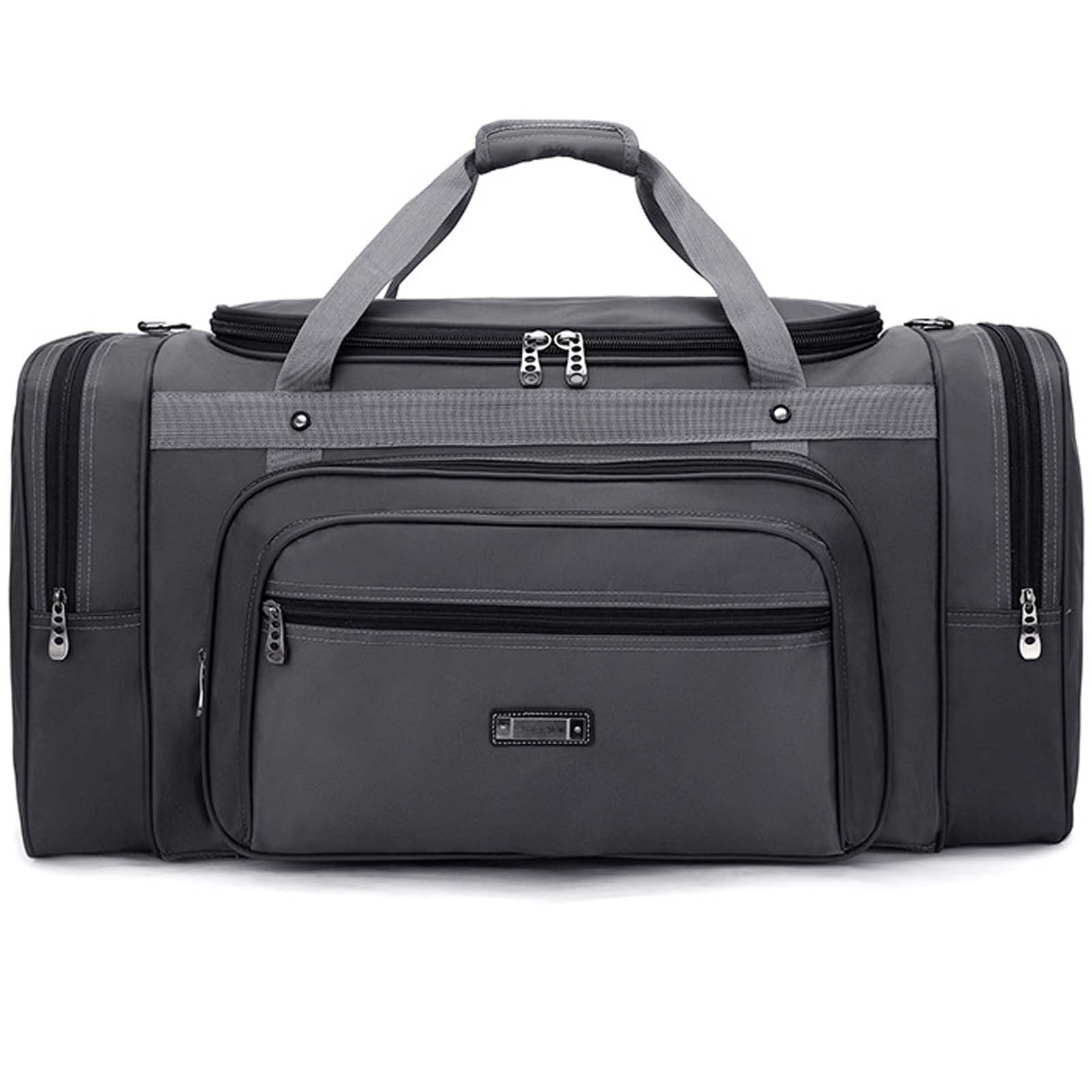 40L/70L Grand Sac de Voyage Sac de Sport Fitness Homme Femme Gym Travel Luggage Duffle Bag Weekend Bagages à Main Imperméables Sacs à bandoulière avec Compartiment à Chaussures (Gris, Grand)