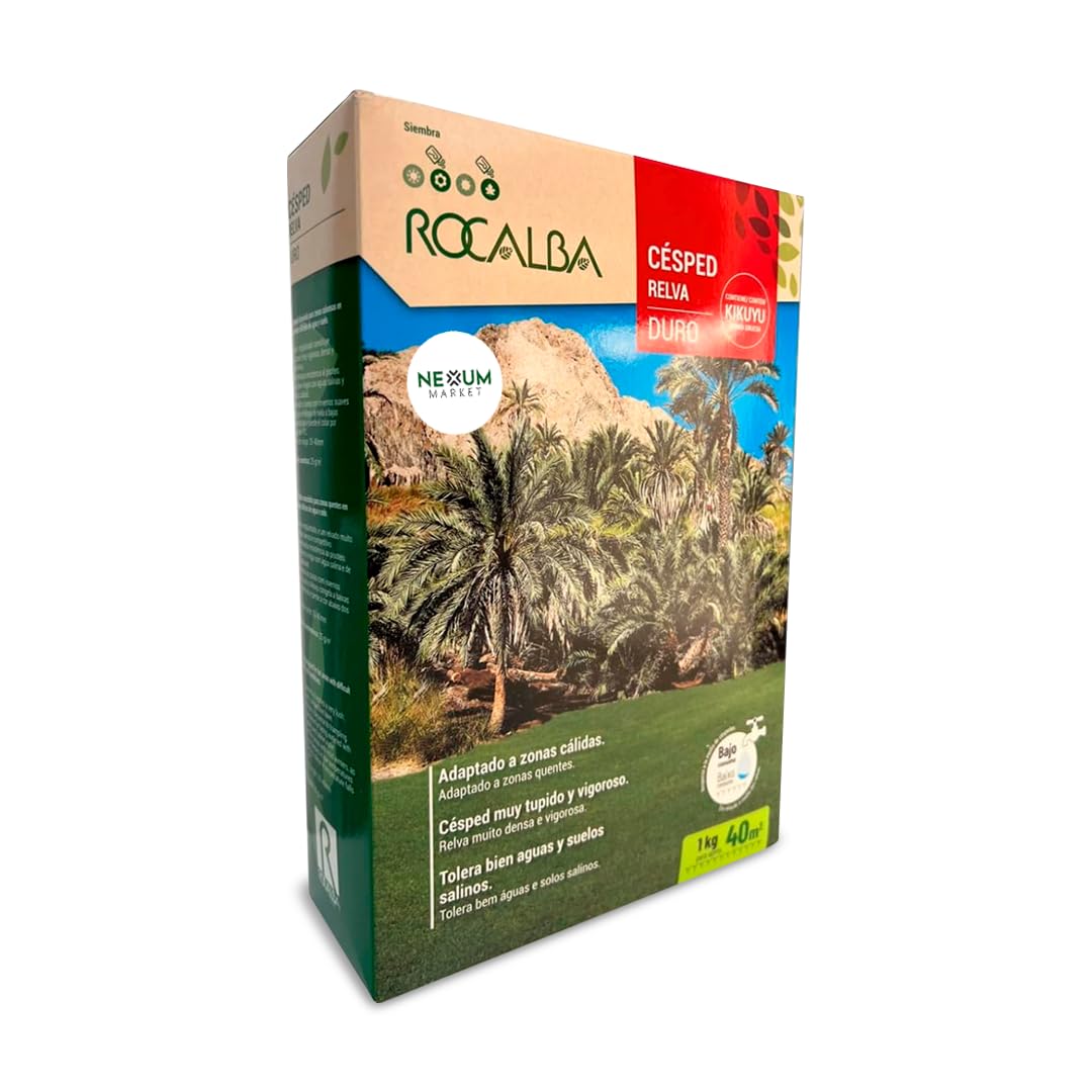 Semillas de Césped con Kikuyu Duro 1 kg | Resistente al Pisoteo y Agua Salina | Bajo Mantenimiento | Ideal para Zonas Secas | Suelos Difíciles | Cobertura 40 m2 | Mezcla Profesional | Nexum Market