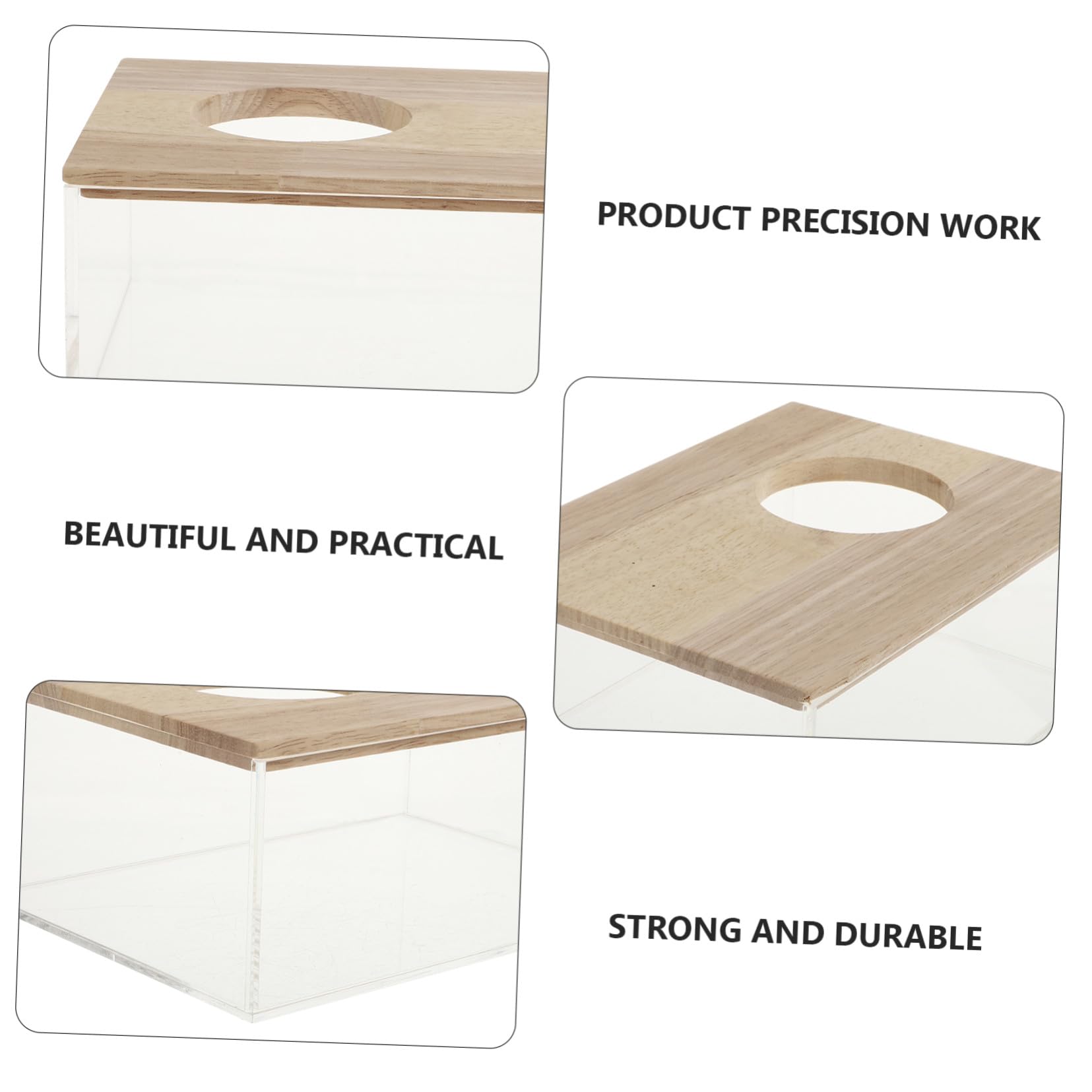 KOMBIUDA Transparente Multifunktions Sandbadbox aus Acryl und Holz für Hamster Dekorative Hamster Badewanne für Zuhause und Sichere Sandbäder