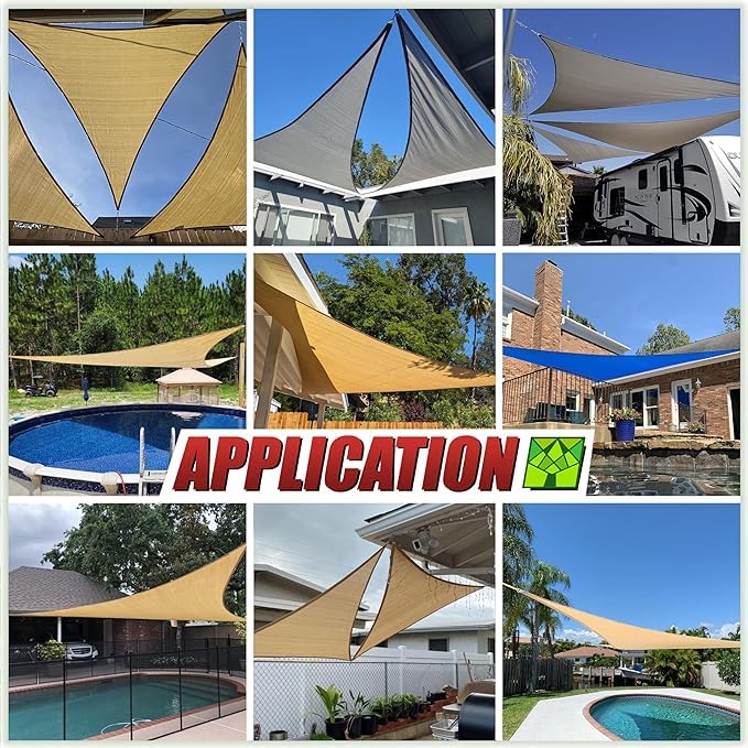 Voile d'ombrage triangulaire imperméable contre la pluie et les UV - 8