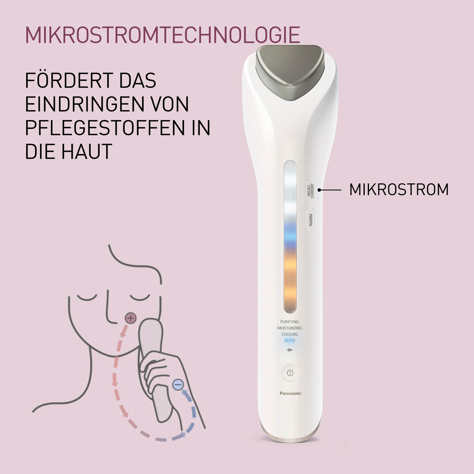 Panasonic Enhancer EH-XT20, effektive Gesichtspflege, Gesichtsreinigung, strahlendes Hautbild, mit Mikrostrom, Kosmetik, Beauty