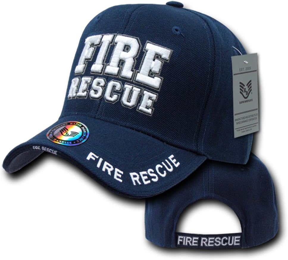 Genuine 3-D High Embroidered Law Enforcement Baseball Caps Hats (Adjustable , Fire Rescue)