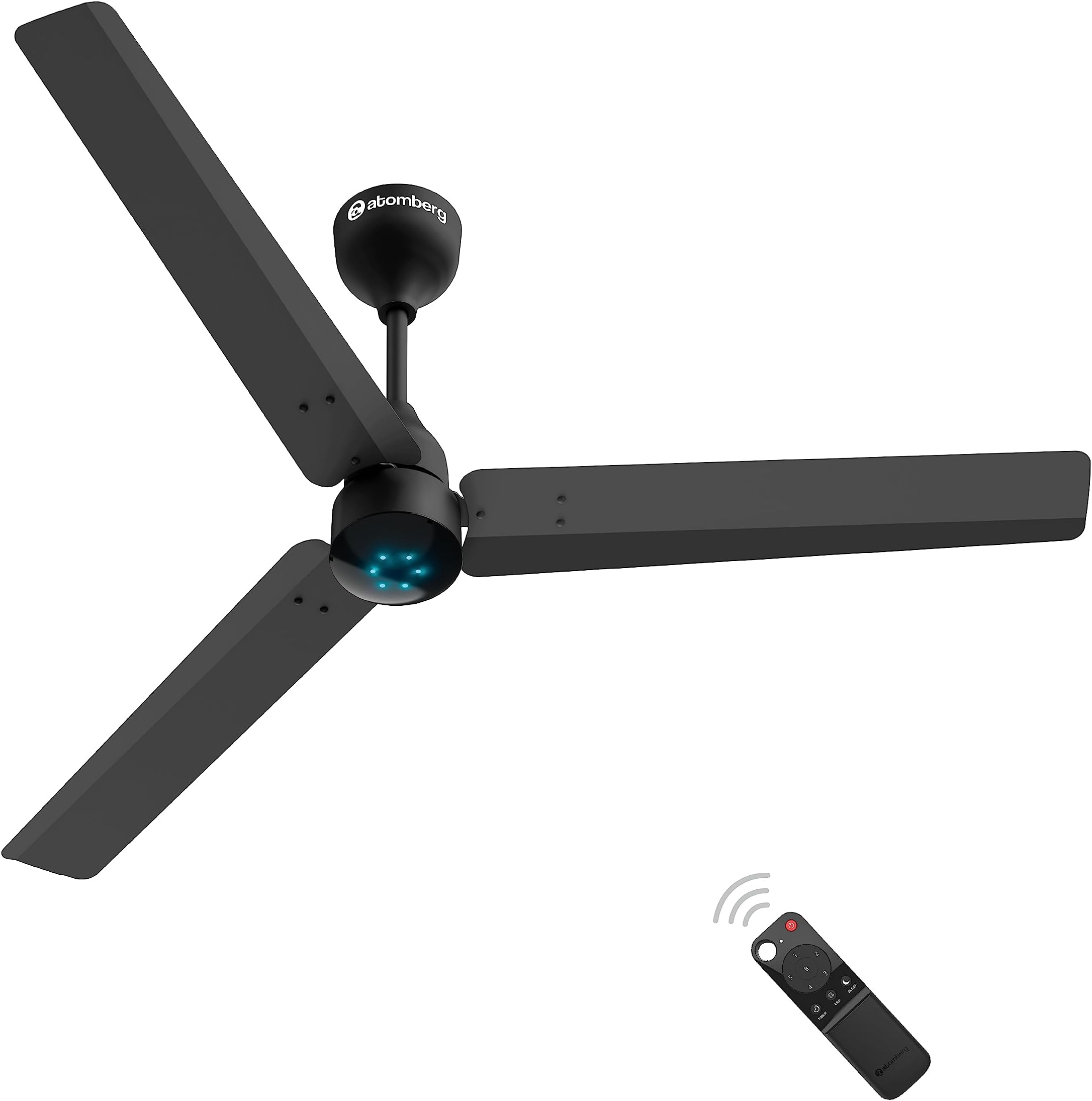 atomberg Renesa 1200mm BLDC Ceiling Fan with Remote Control | BEE 5 star Rated Energy Efficient Ceiling Fan | High Air Delivery with LED Indicators | 3 Year Warranty (Midnight Black)