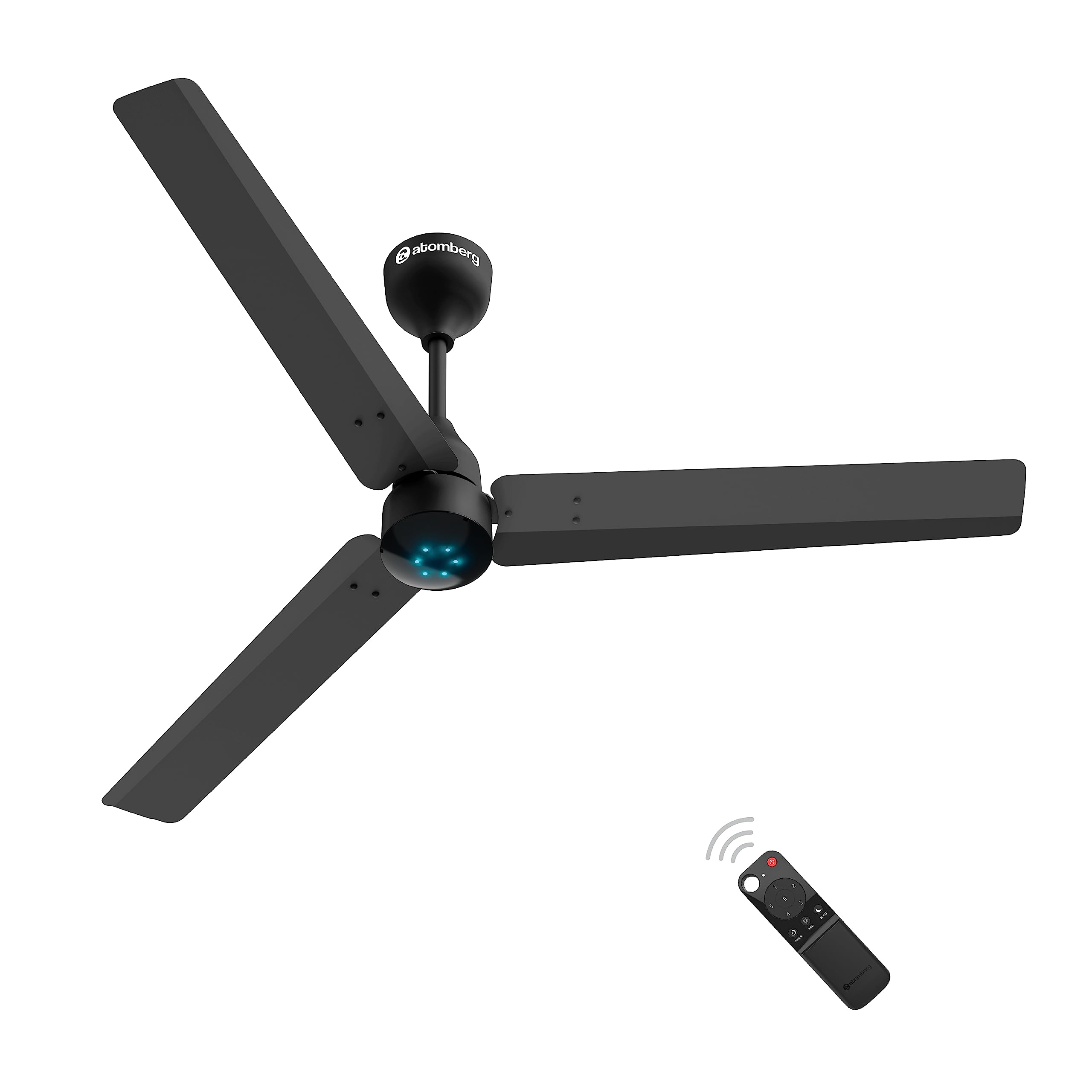 atombergRenesa 1200mm BLDC Motor 5 Star Rated Sleek Ceiling Fans with Remote | Upto 65% Energy Saving Midnight Black