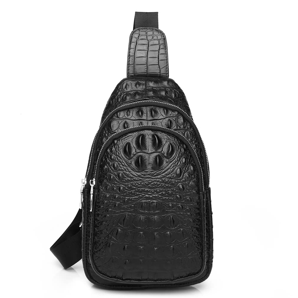 KPYWZER Vintage Leather Sling Bag Backpack for Men Crossbody Shoulder Chest DayPack Backpacks