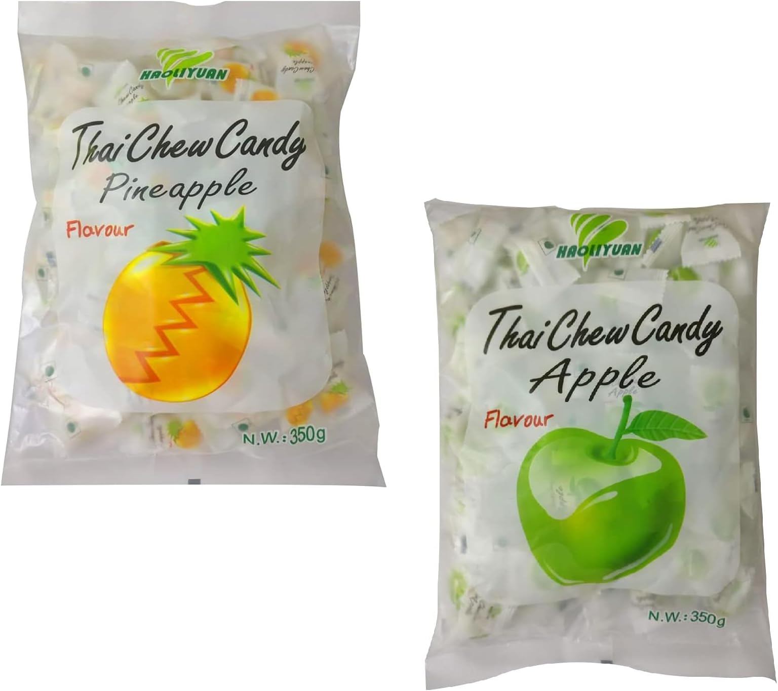 Haoliyuan Thai Chew Pineapple Candy and Thai Chew Apple Flavored Candy (2 x 350g)
