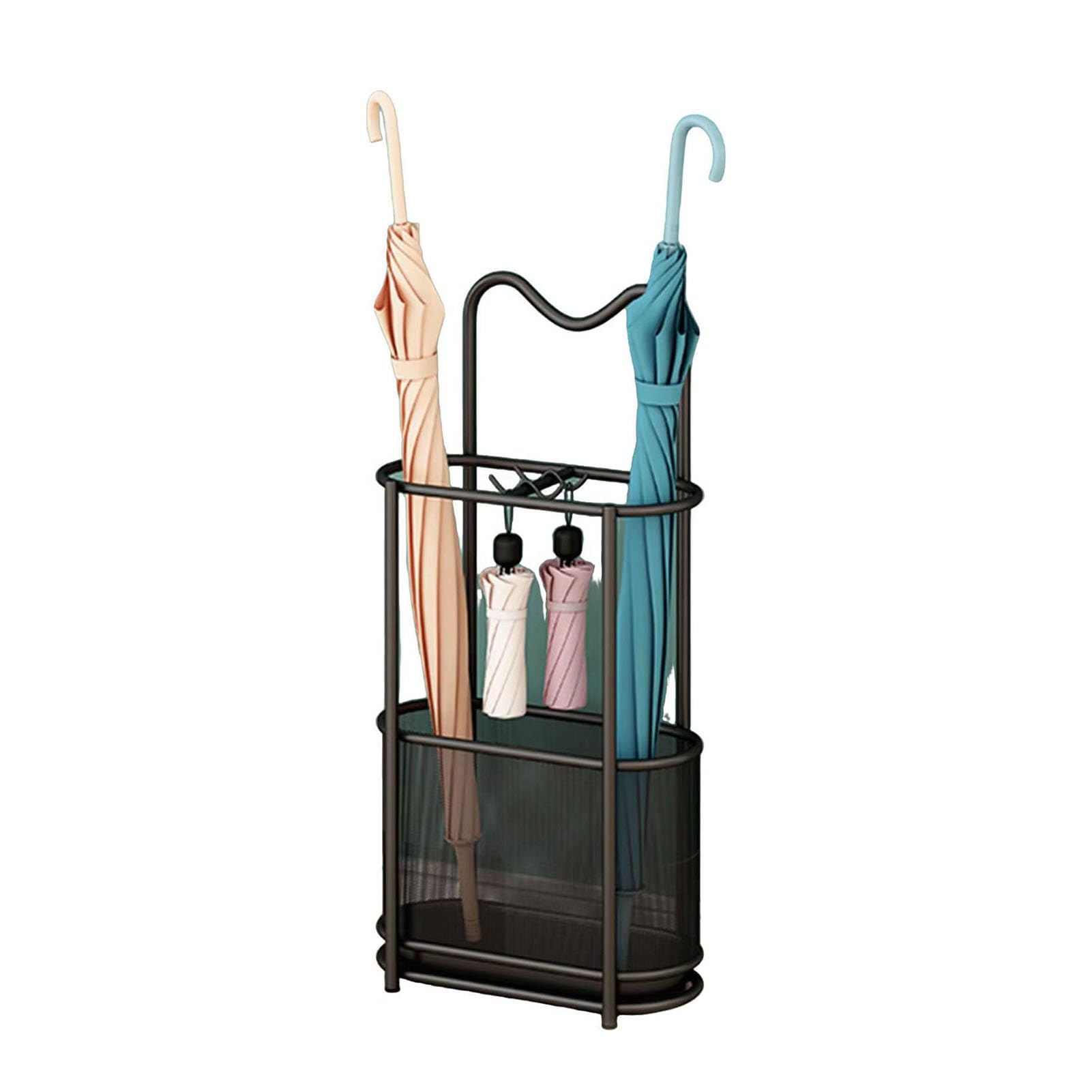 HYLYGFH Entryway Umbrella Holder with 4 Hooks - Space-Saving Storage for Up to 8 Umbrellas - Stylish and Convenient Umbrella Rack (Color 3)