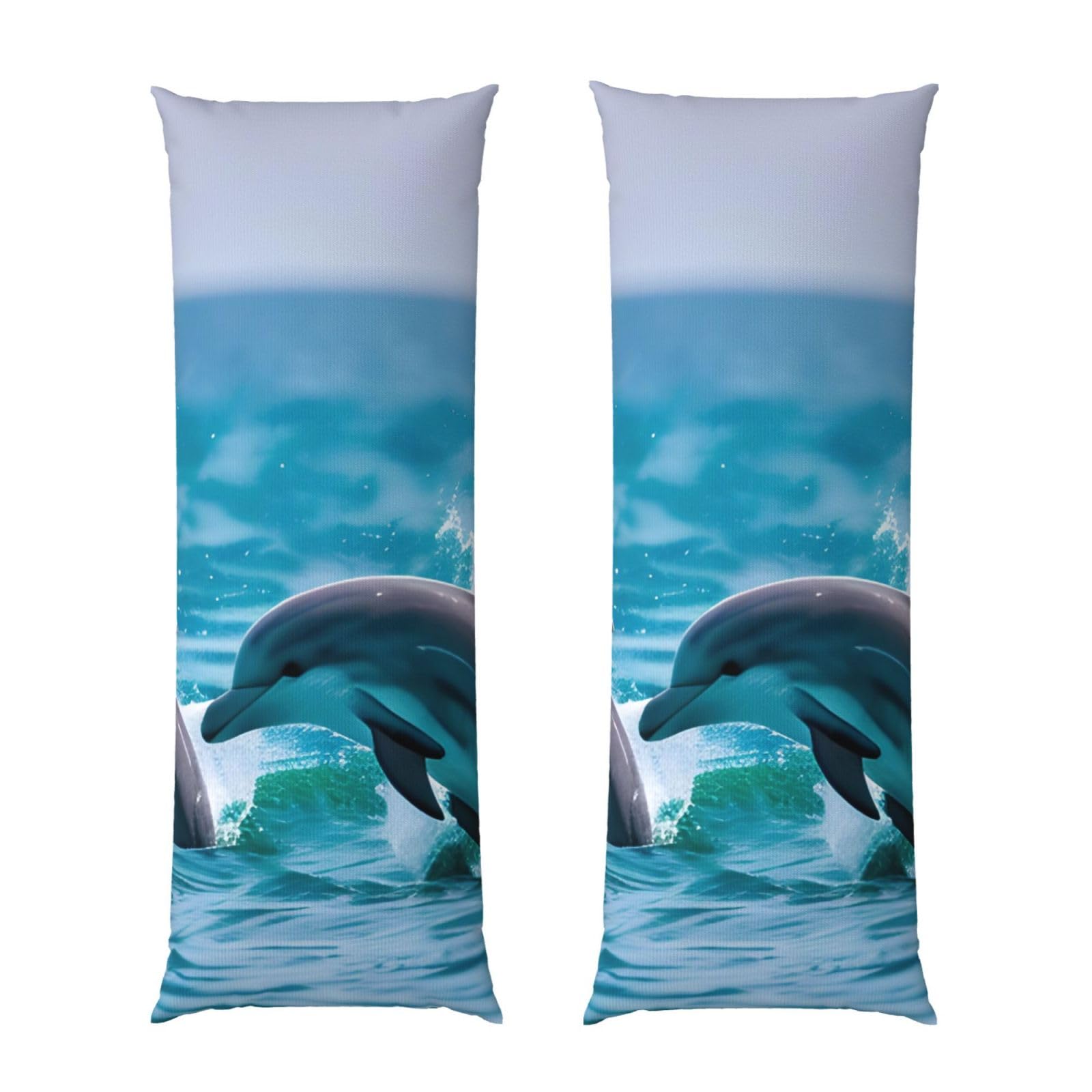 Housse de coussin dauphins mer 50x137 protège oreiller zippé anti usure