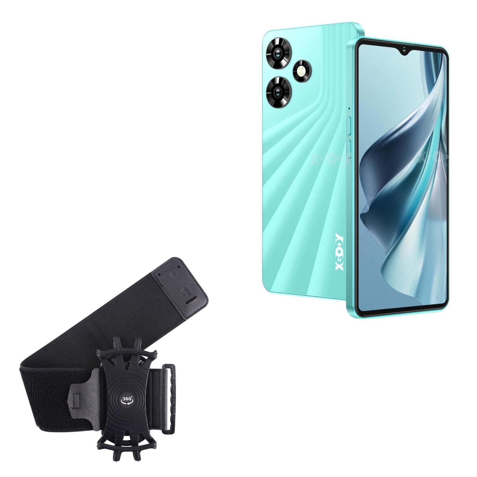 BoxWave Holster Compatible with Xgody 13 Pro - ActiveStretch Sport Armband, Adjustable Armband for Workout and Running - Jet Black