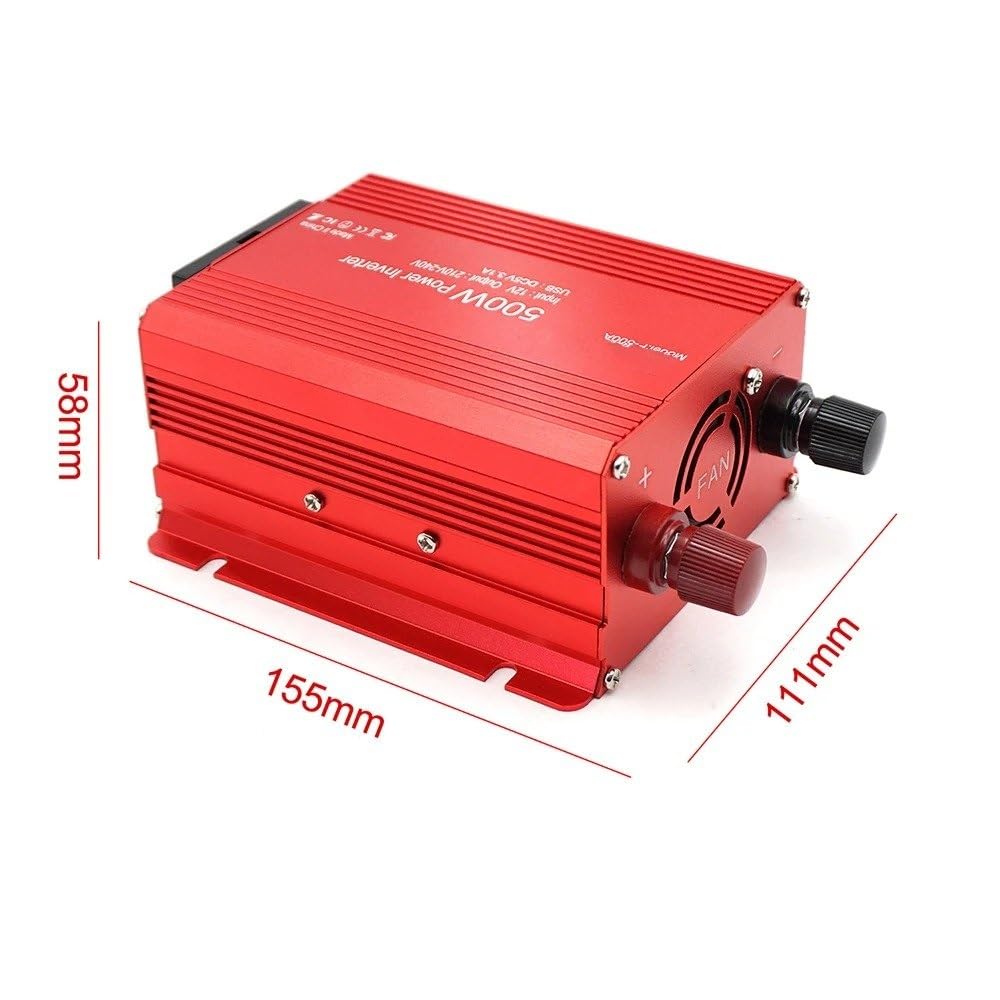 Convertidor Inversor Corriente Inversor De Potencia Inteligente para Coche con Pantalla Digital Única De 12 V A 220 V 500 W