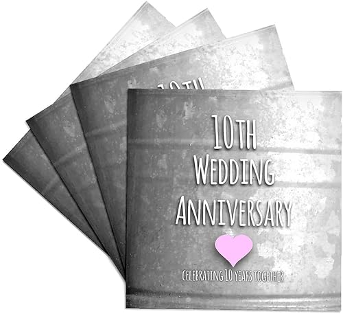 Miniatura 1 de 3dRose CST_154441_3 - Juego de 4 posavasos para azulejos de cerámica, 10 años, celebrando 10 años, 10 años, 10 años, 10 años, 10 años, 4 unidades