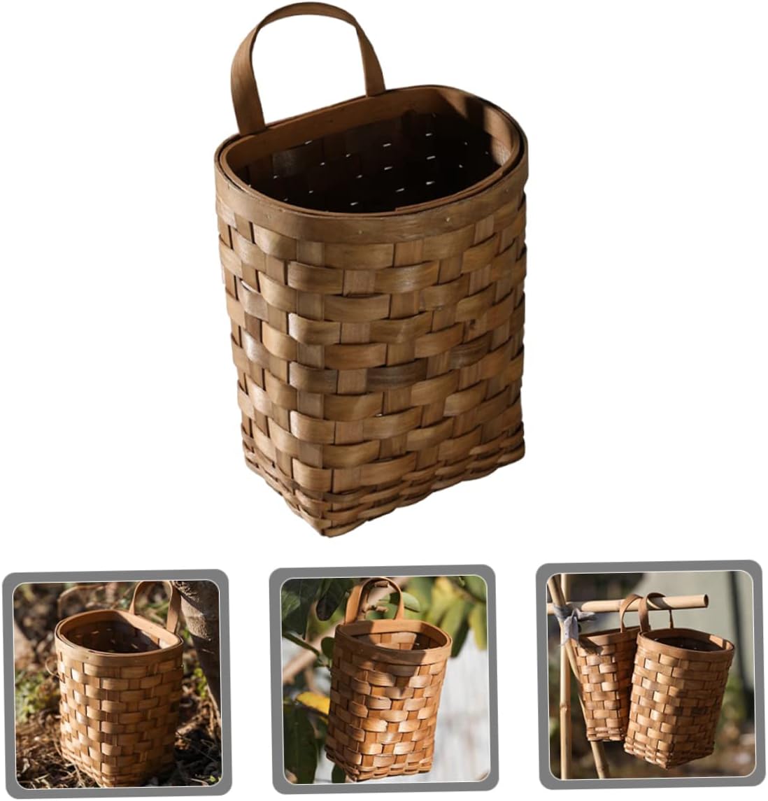 STOBAZA 2pcs Woven Wall Hanging Baskets Flower Wall Decor Modern Farmhouse Kitchen Storage