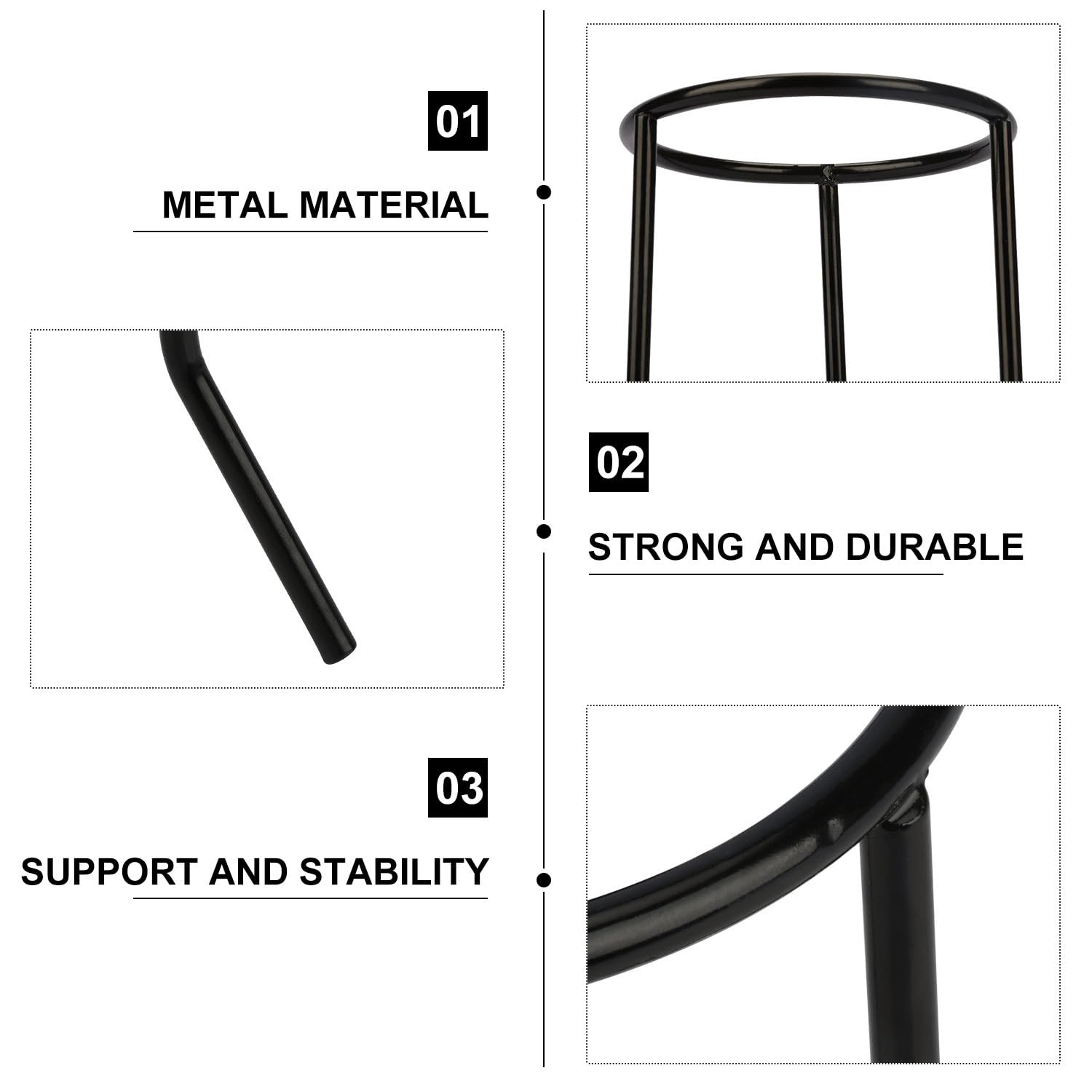 stonylab Supporto per Treppiede in Metallo da Laboratorio, Supporto per Lampada a Treppiede per Bruciatore Bunsen Riutilizzabile e Durevole per Uso di Laboratorio, Nero