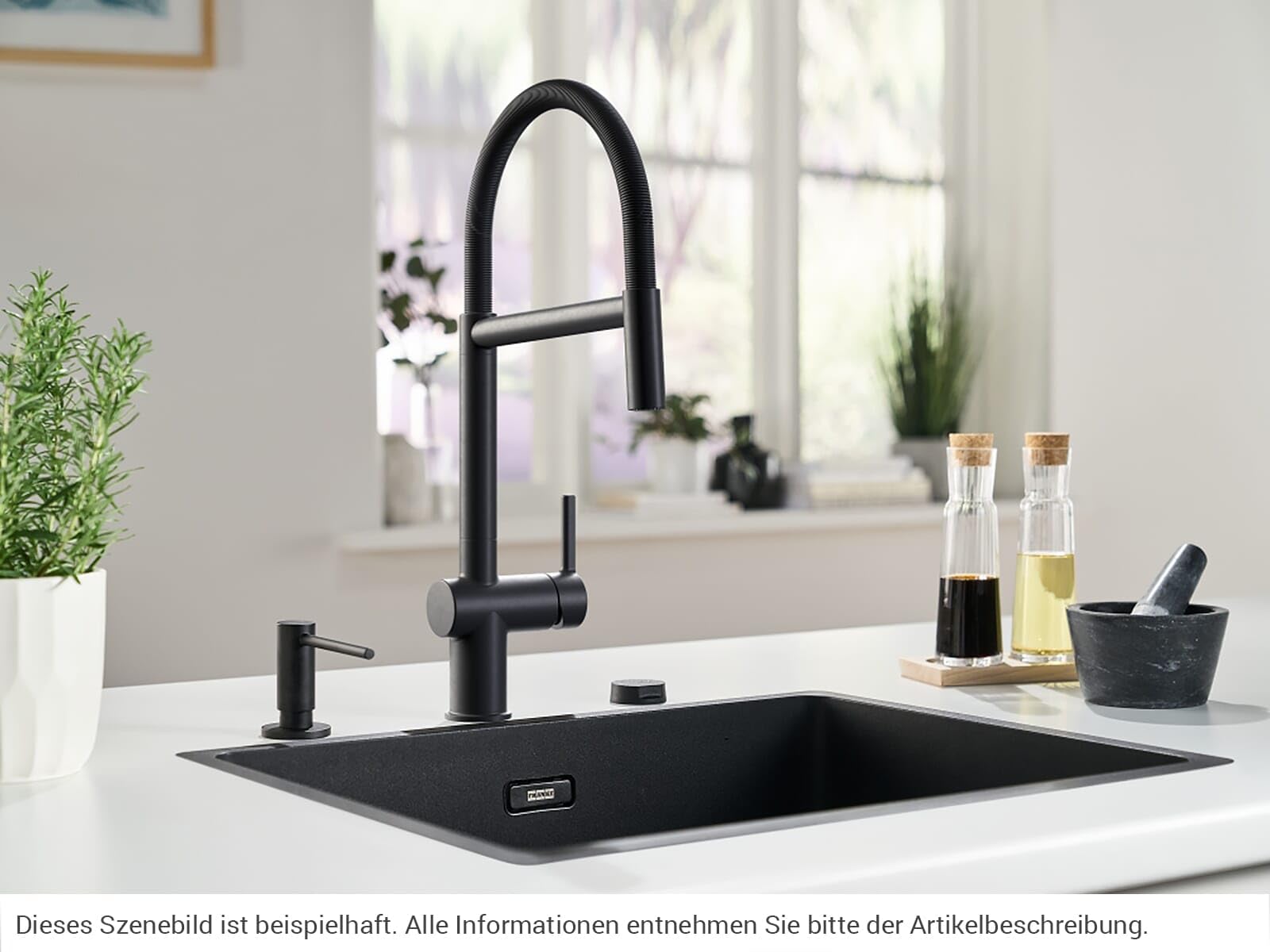FRANKE 115.0653.409, Rubinetto per lavello da cucina Active Semi Pro spray, Nero opaco