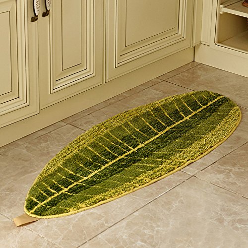Mustmat Non Slip Kitchen Rugs And Mats Cute Leaf Shape Area Rugs Nice For Kitchen Floor/Bathroom/Bedroom 17.7"X47.2" #TOP2