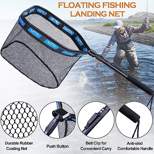 image for PLUSINNO 2Pack Floating Fishing Net for Steelhead, Salmon, Fly, Kayak,
