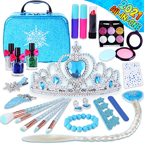 Insnug Kids Makeup Kit for Girls - Frozen Makeup Set for Girls Non Toxic Mermaid Makeup Kit for Kids Toddler Makeup Kit Little Girl Makeup Art Sets for Girls Ages 3 4 5 6 7 8 9 10 11 12 Year Old+