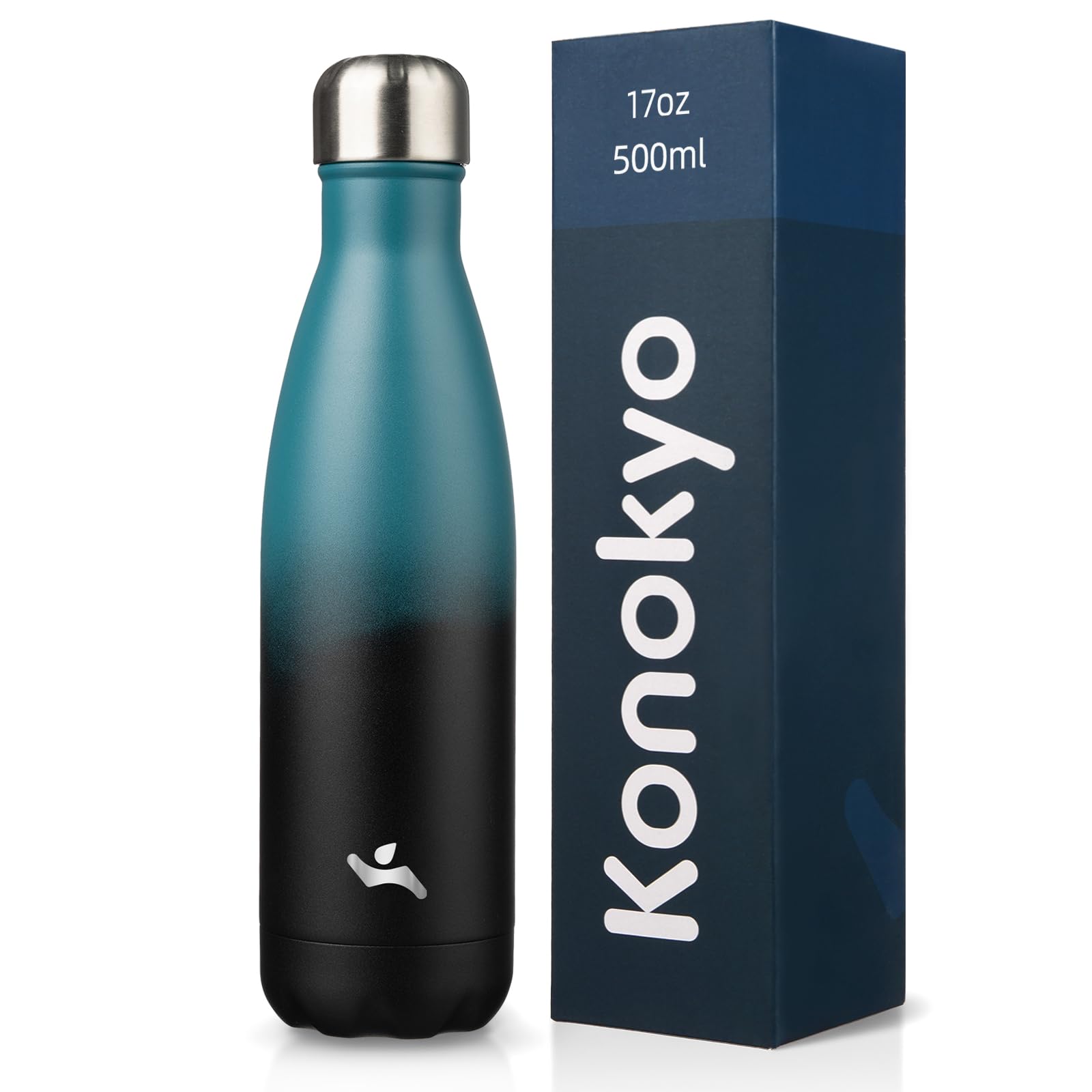 Konokyo 17 oz Insulated Stainless Steel Water Bottle, Indigo Black