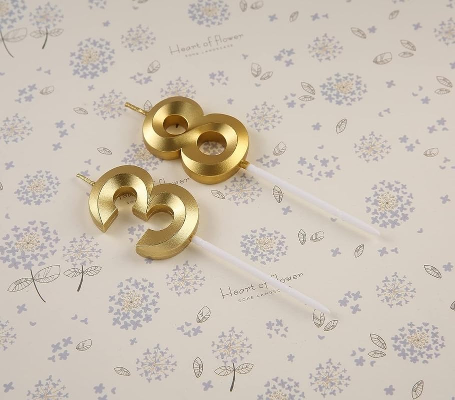 Image of Number Candles 3 inch for Birthday, Valentines Day Celebration, Theme Party, Bridal Shower Decoration Gold (Numerical No 38 or 83)