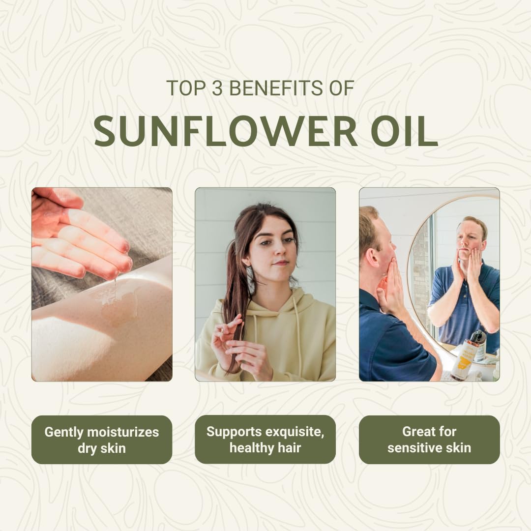 Nature Packaged Huile de tournesol (4 GAL) – Directement issue des terres agricoles EIR Oil dans les champs ensoleillés d'Espagne – Huile de support 100 % pure pour les cheveux, le visage et la peau