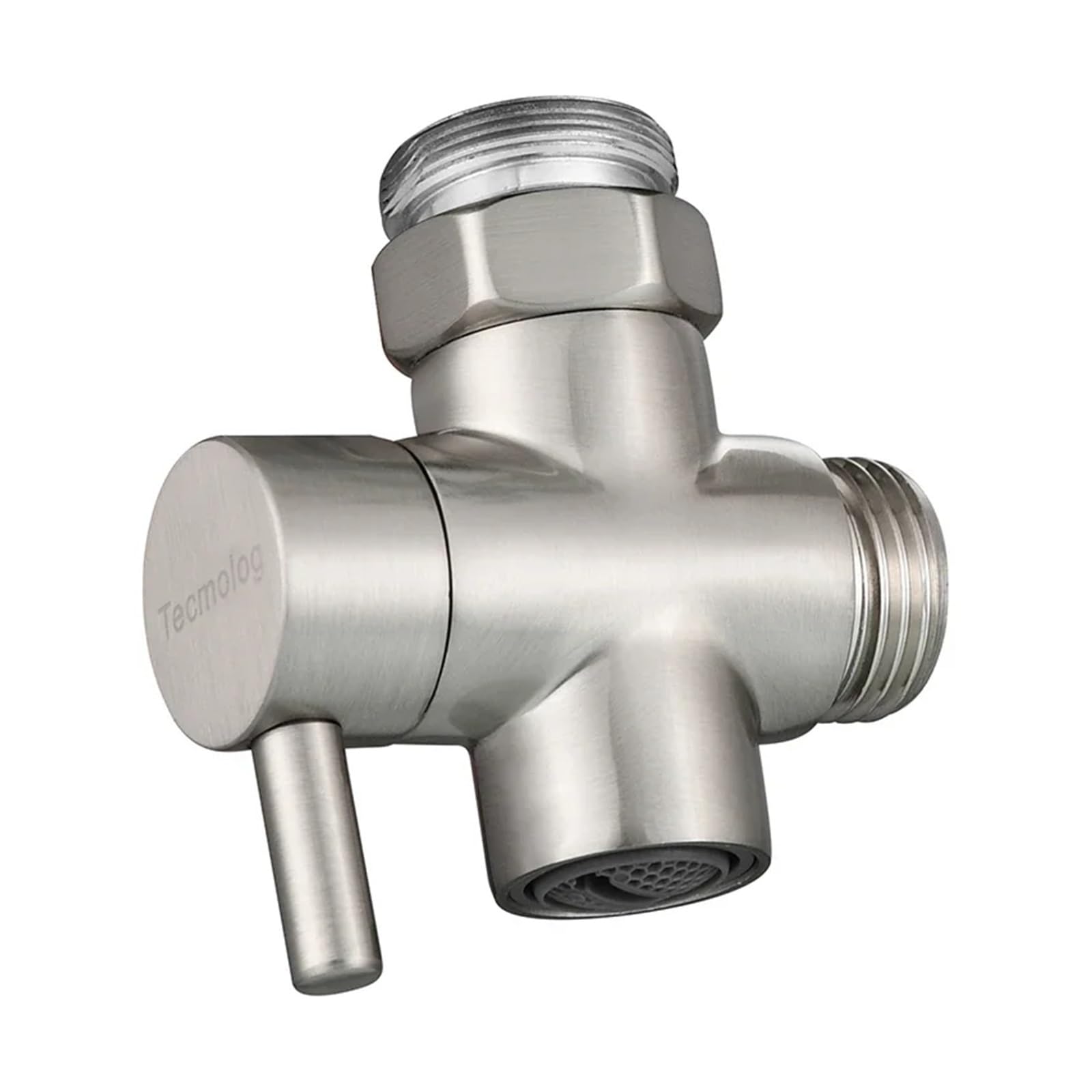 Hose Splitter Brass Faucet Diverter Valve Kitchen Sink Splitter with Aerator Hose Connector M22 to M24 for Bathroom(Nickel)