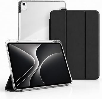 for iPad 11th Generation Case A16 11 inch 2025 & iPad 10th Generation 10.9 inch Case with Auto Wake/Sleep, Multi-Angle Stand, Pencil Holder & Hard Clear Back Cover Black