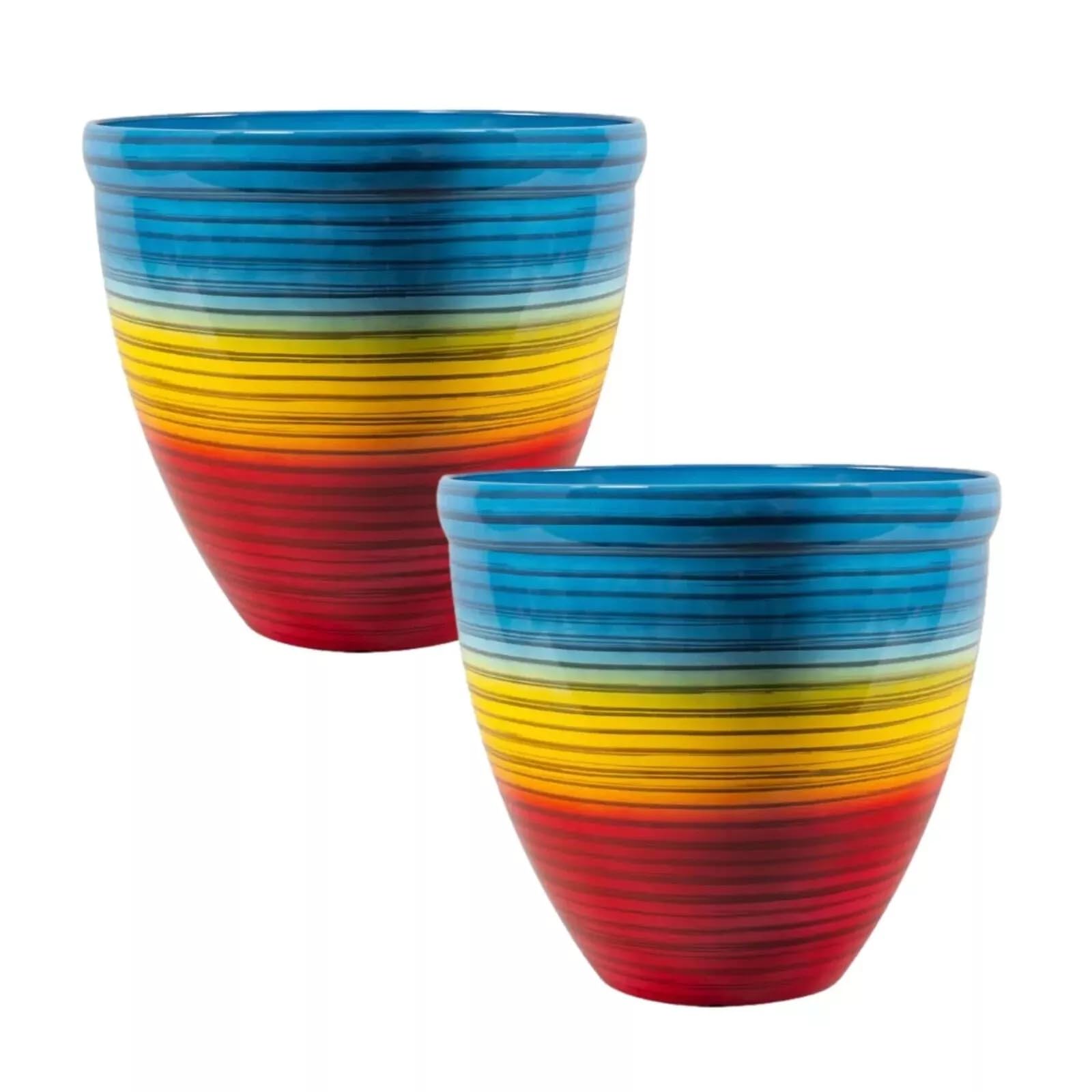 Round Plastic Plant Pot 38cm,15inch Rainbow Effect 25.5Liters Garden Indoor Outdoor Planter Cover Drainage Holes, Weather, Frost Proof (2)