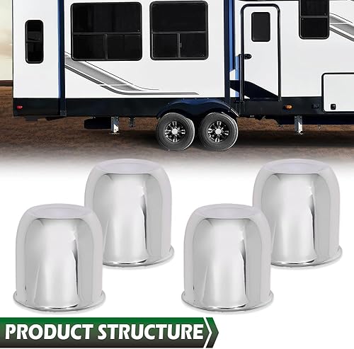 Miniatura 9 de GRAND ORANGE 4 tapas centrales de rueda cromadas para llantas de remolque de 3 14 pulgadas, 3.25 pulgadas, orificio central, rayado ligero