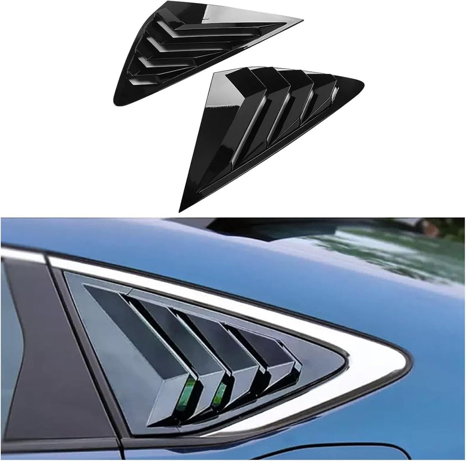 Car Rear Louver Window，Side Shutter Cover Trim Sticker Vent Scoop ABS Carbon Fiber Accessories Compatible with Honda Accord 11th 2023-2024(Gloss Black)