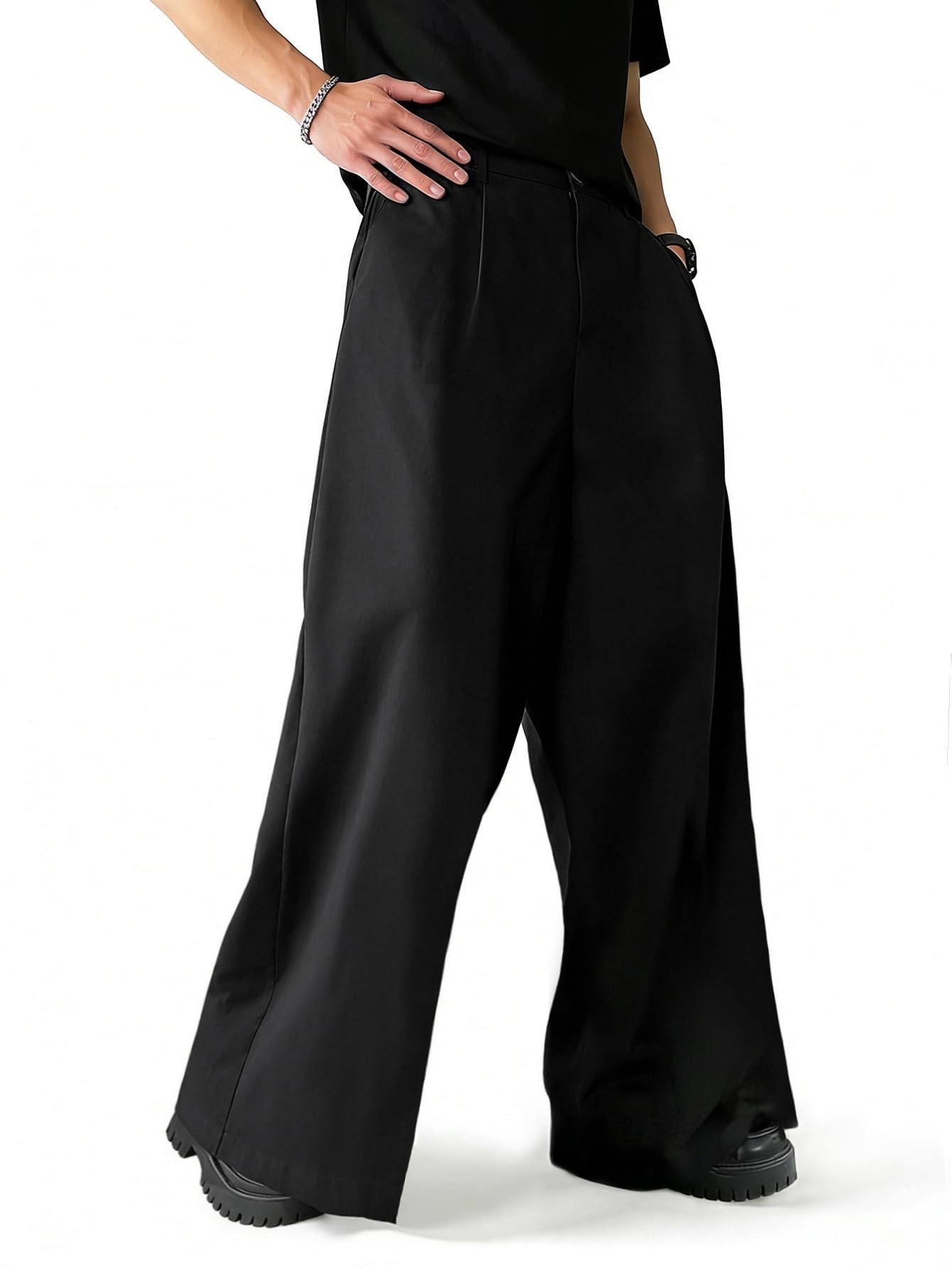 CLOAKA Pantaloni da uomo, alla moda, da lavoro, da uomo, moderni, chino, a gamba larga, per il tempo libero, con tasche