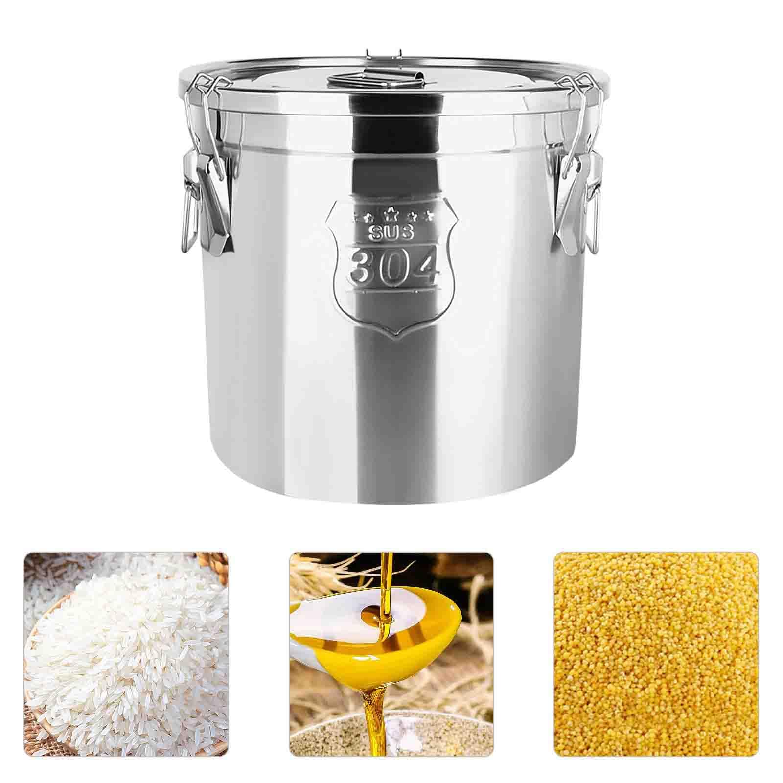 Recipientes de acero inoxidable para almacenamiento de cocina, cubos sellados con tapa, ideales para almacenar arroz, harina, cereales, estilo industrial moderno, opciones de 6L/12L
