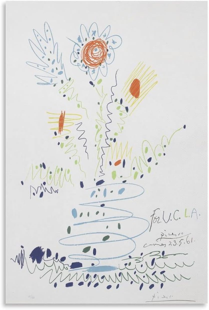 Matvsd Kohecs Flower by Pablo Picasso Canvas Painting Aesthetic Wall Art Pablo Picasso Poster and Prints for Office Wall Decor Picture 30x45cmx1 Frameless