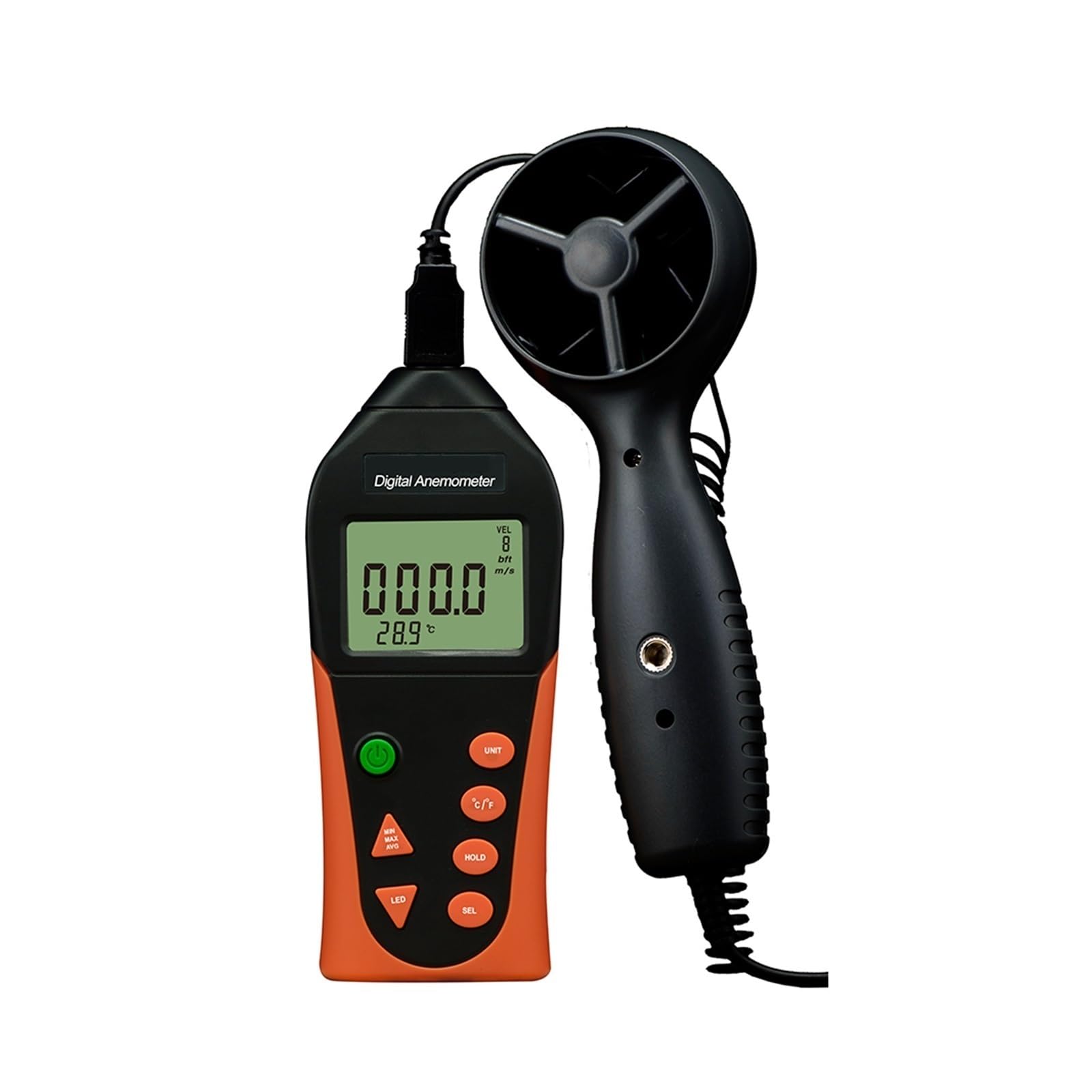 Anemómetro de mano Anemómetro Termómetro Digital Portátil Medidor De Velocidad Del Viento Conexión USB For La Pantalla De Paleta Probador De Temperatura LCD
