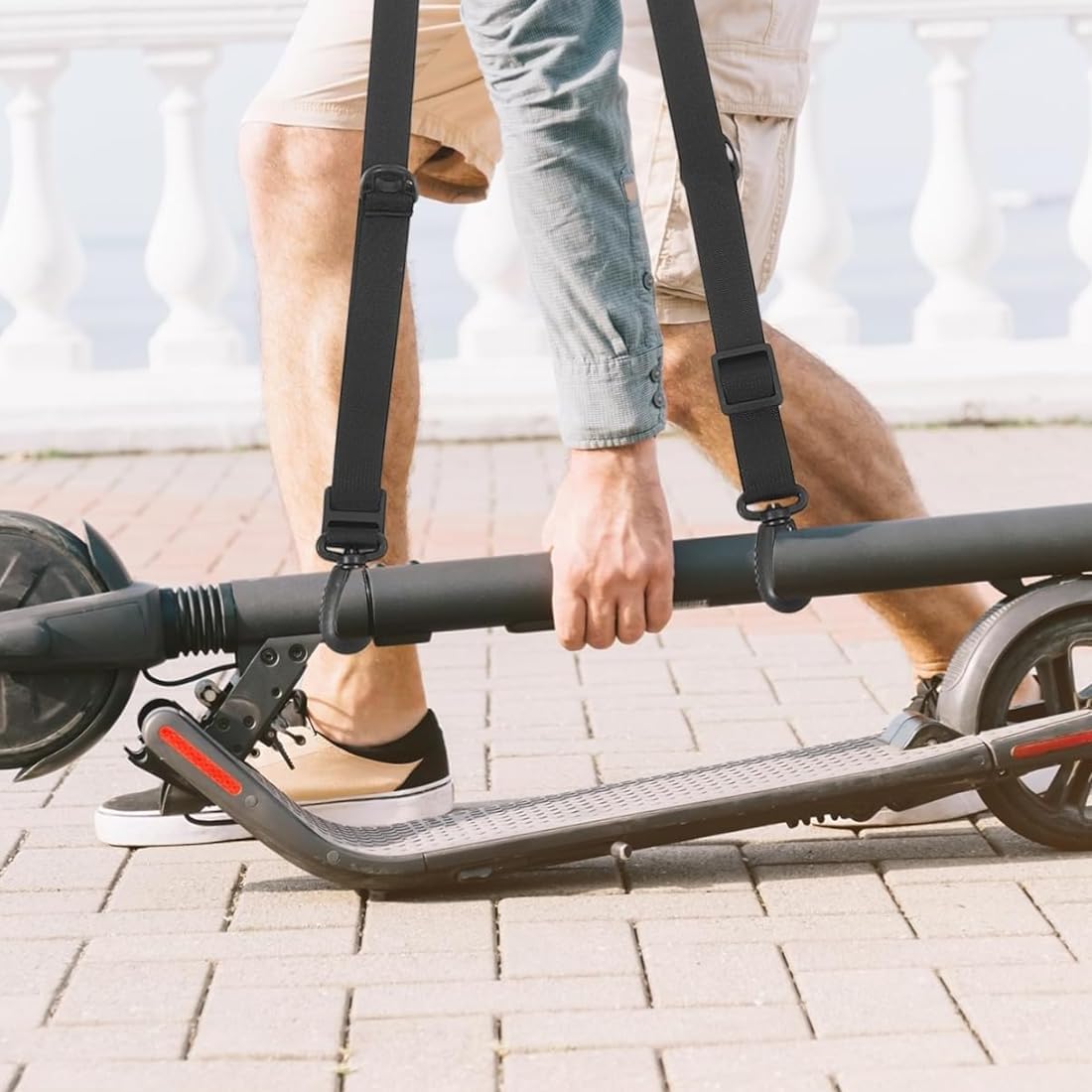 WeddHuis Tracolla Universale Regolabile per Monopattini Elettrici Biciclette per Bambini Cinghia di Trasporto Accessori per Scooter Tappetino Yoga Borsa per Laptop (Nero)