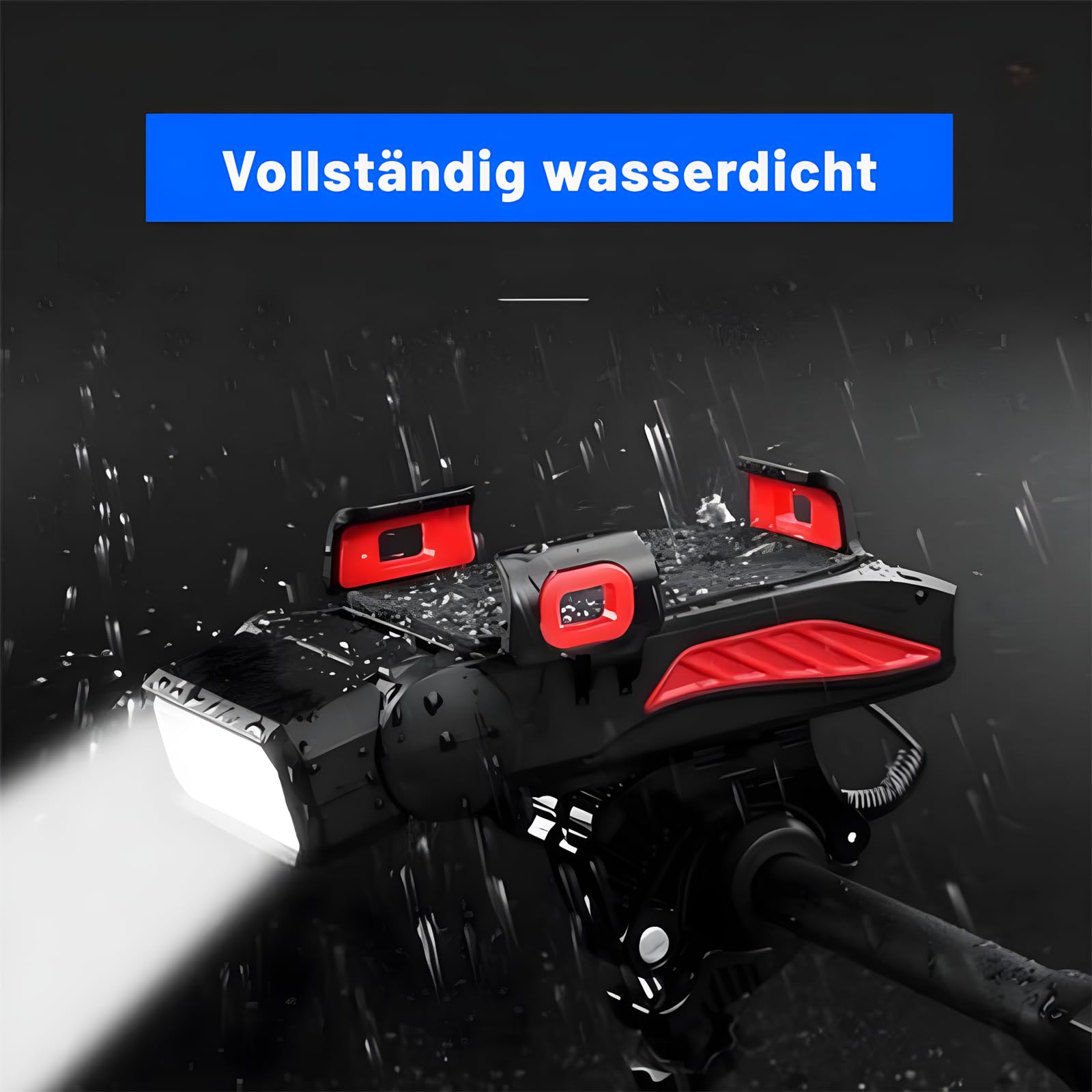 pikfein RadGenie Smart 4-in-1: Die Innovative Fahrrad Handyhalterung USB wiederaufladbare LED Fahrradscheinwerfer, IPX4 Regenschutz, für alle Fahrräder