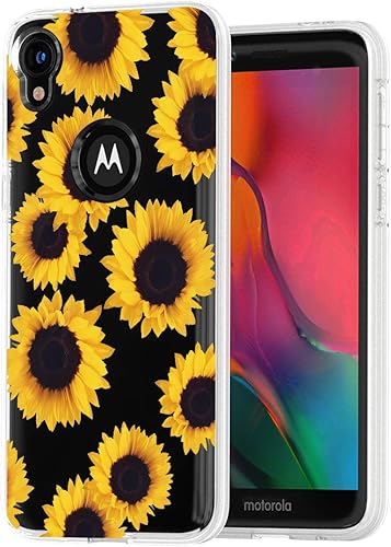 Miniatura 2 de Funda para Moto E6, para MotorolaE6 a prueba de golpes, transparente, floral, suave, flexible, TPU delgada, funda para Motorola Moto E6 2019 Girasol