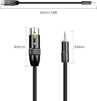 PNGKNYOCN 0,5m Aranyozott 3,5mm TRS Mini Jack - XLR Női Mikrofon Kábel Kétszeres Árnyékolással Kamerához, Telefonhoz, Hangkeverőhöz 7